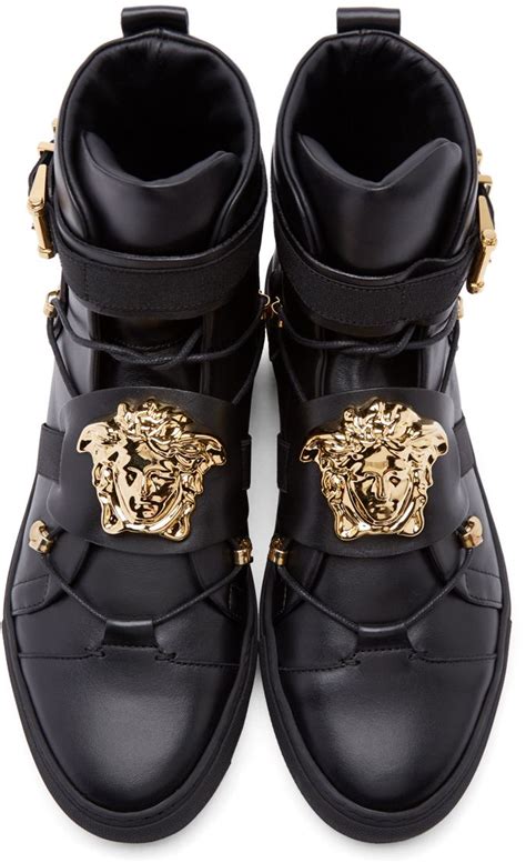 mens versace collection black leather shoes|versace medusa shoes men's.